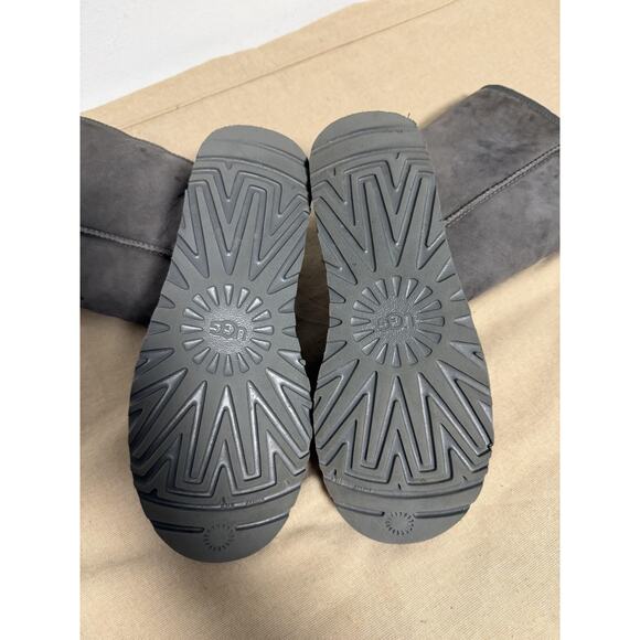 UGG Classic Suede Boots Womens Size 7 Gray Shearling Lined Mid Calf Winter Warm - Picture 8 of 8